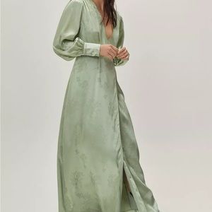NASTYGAL Jacquard Long Sleeve Maxi Dress